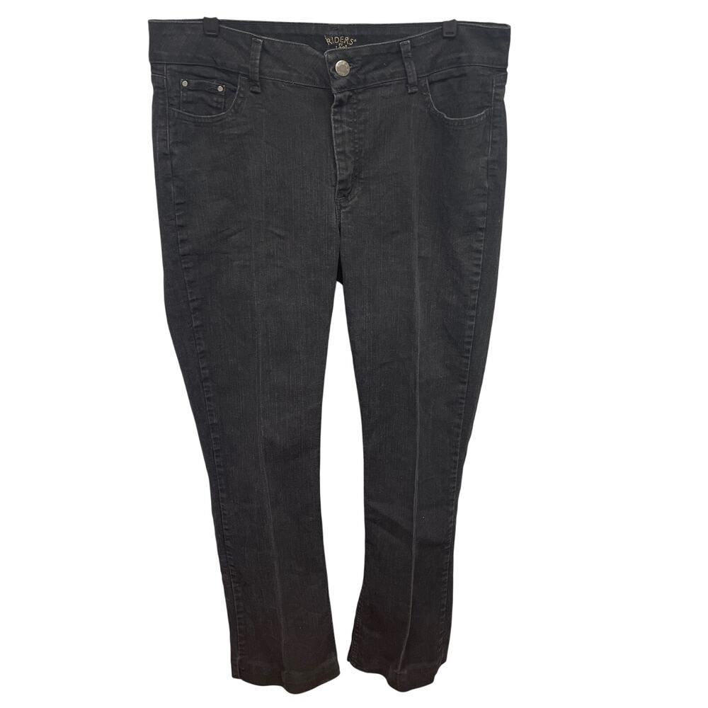 Riders by Lee Womens Size 16L Black Straight Leg Stretch Cotton Denim Jeans